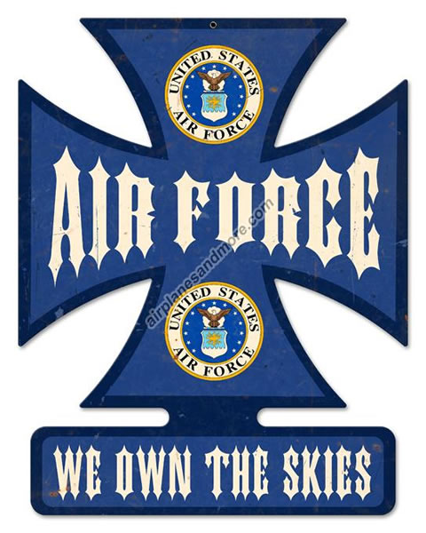 "Air Force" Iron Cross Metal Sign